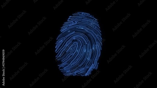 Futuristic biometric fingerprint scan digital identity verification connected network for electronic security encryption identification. Digital fingerprint scanning verification process circuit board 素材庫影片