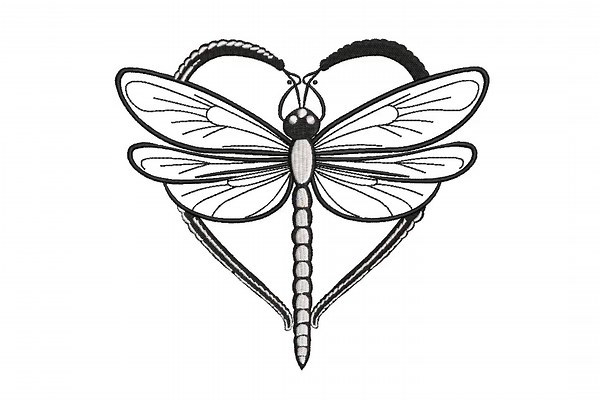 Dragonfly Heart Machine Embroidery Design, Nature Inspired Digital File, Instant Download - Etsy
