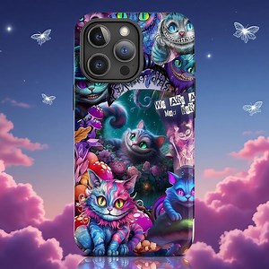 Psychedelic Cat Phone Case: Neon Mushroom Fantasy - iPhone & Samsung - Etsy