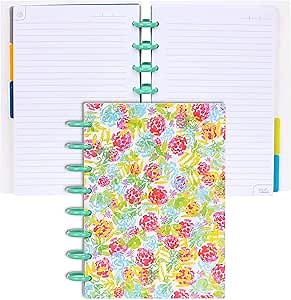Talia Discbound Notebooks, Planner, Customizable, (xWatercolor Bloom, w/Celestial Turquoise Discs Junior (5.5in x 8.5in))