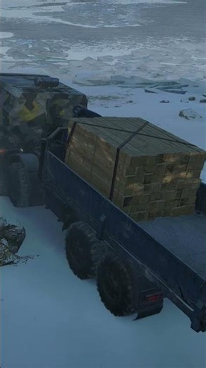 drive on frozen Lake snow Runner gameplay #youtubeshort #snowrunner #offroading #truckdriving