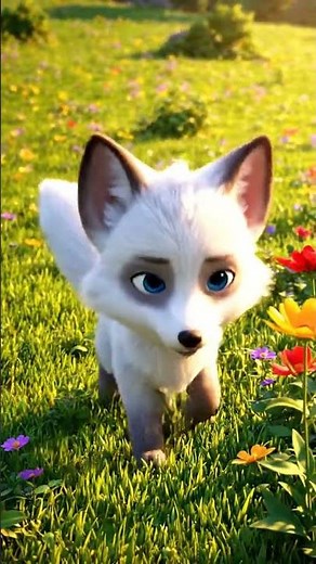 Adorable Baby Fox Running in the Field | 4K Animal Animation