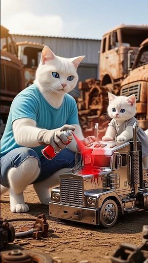 Meow Meow Built an Optimus Prime Truck for Her Kitten 😺🤖🔥