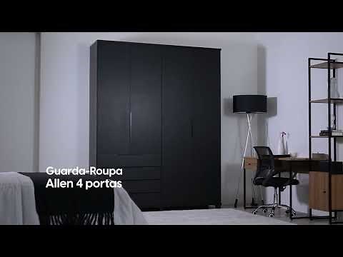 Guarda-Roupa Casal 4 Portas 4 Gavetas 100% MDF Allen 181 cm