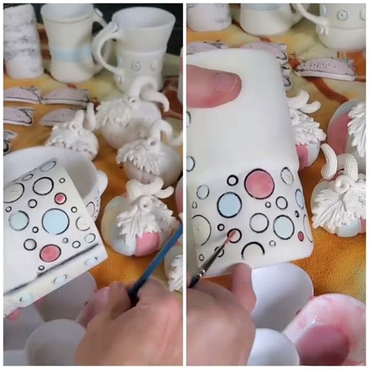 This is how I do it. One Dot at a time, no black outline can smudge. Set at Bisque Stage. #shorts