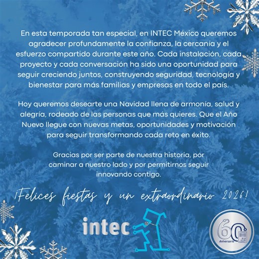 ✨ ¡𝘍𝘦𝘭𝘪𝘻 𝘕𝘢𝘷𝘪𝘥𝘢𝘥 𝘢 𝘵𝘰𝘥𝘰𝘴 𝘭𝘰𝘴 𝘲𝘶𝘦 𝘩𝘢𝘤𝘦𝘯 𝘱𝘰𝘴𝘪𝘣𝘭𝘦 𝘭𝘢 𝘴𝘦𝘨𝘶𝘳𝘪𝘥𝘢𝘥 𝘥í𝘢 𝘢 𝘥í𝘢! Gracias por confiar en INTEC como tu aliado en cada proyecto. Tu compromiso nos inspira a seguir innovando para ofrecerte soluciones seguras, duraderas y con respaldo 365 días. 🎁 ¡Felices fiestas! | Intec Instaladores