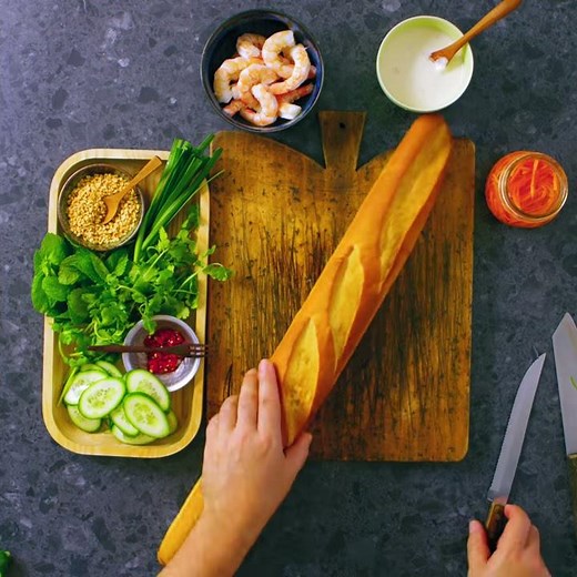 How to make a prawn banh mi sandwich