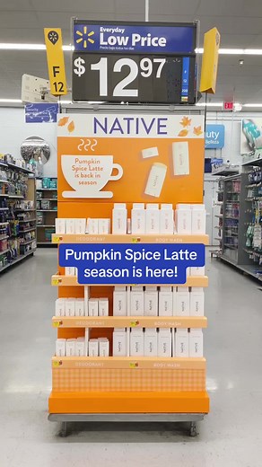 Pumpkin Spice Latte is back in season! 🎃 Head to your local @Walmart to stock up on seasonal favorites like Pumpkin Spice Latte or Cashmere & Rain in Deodorant and Body Wash. ☕️ Cheers! #pumpkinspicelatte #nativedeodorant #pumpkinspiceseason