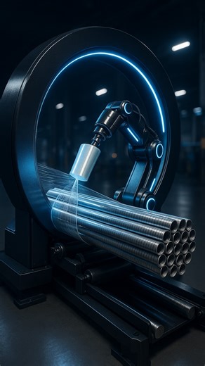 machine on Instagram: "Follow @machine to learn something new everyday 🚀 An orbital, or spiral wrapping machine, uses a spinning ring to apply stretch film around long or irregularly shaped objects such as pipes, doors, and metal profiles. Instead of rotating the product, the machine moves the film around it, sealing and protecting it from dust, moisture, and damage. Available in both semi-automatic and fully automatic versions, it’s a fast, efficient way to secure items that traditional pallet