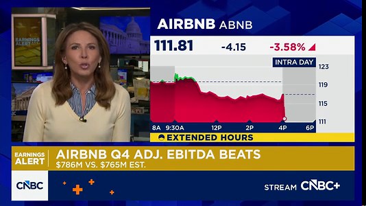 Airbnb reports fourth-quarter earnings, revenue beat and EPS miss