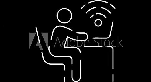 WiFi connectivity Icon animation. network signals, router performance, home internet, upload and download symbols Black background and Outline motion graphic video