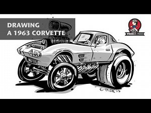 Drawing 63 Corvette Gasser Hot Rod CARtoon (iPad Pro, Apple Pencil, Procreate & Adobe Draw)