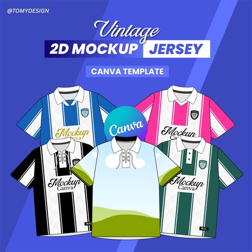 Vintage Jersey Mockup Canva | Retro Soccer Shirt Template | Editable 2D Sportswear Design | Digital Download - Etsy