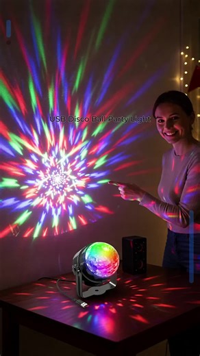 USB Powered Disco Ball Party Light, Sound Activated Strobe Light, RGB Color Changing LED Stage Light with Remote Control, Music Sync LED Stage Light for Party, Home #discoballlight #party #disco