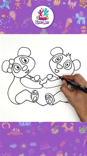✏️How to Draw Cute Pandas🐼 | पांडा की ड्राइंग Kaise Banate Hain | #shorts #chikidoodle