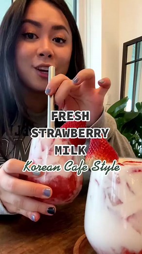 The best homemade Korean strawberry milk! 🍓🥛 #koreanfood #koreancafe #strawberrymilk #TiffyCooks | Tiffy Cooks