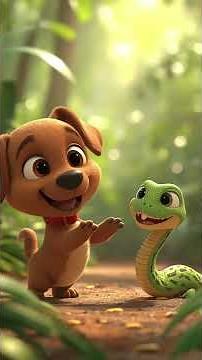 Cute Baby Snake Playing with Friendly Dog | 3D Cartoon Animation for Kids #happykidstv