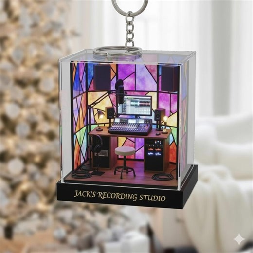 Personalized 2D Flat Recording Studio Keychain, Custom Name Musician Gift, Sound Engineer Keyring, Audio Producer Accessory, Music Studio - Etsy