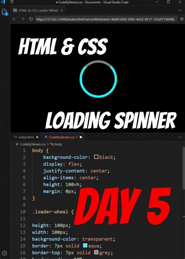 Making a loading spinner with HTML & CSS #htmlcoding #css #loadingpage #webdesign