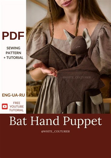 Bat Hand Puppet Sewing Pattern PDF | Stuffed Animal | Step-by-step Tutorial | Halloween DIY Toy | Instant Digital Download - Etsy