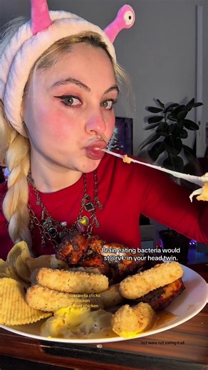 Indulging in Crunchy Mozzarella Sticks and Fried Chicken