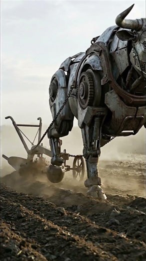 Robotic Bull Plowing Land #RoboticFarming #FutureAgriculture #AgriRobot