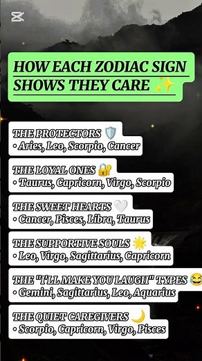 HOW EACH ZODIAC SIGN SHOWS THEY CARE ✨‎#shorts #viral #zodiac #trending