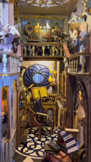 Nebula Rest Room DIY Book Nook Kit. Inspired by the design of the Ravenclaw common room. Everyone's dream magic workshop. #booknook #booknookdiy #booknookshelfinsert #harrypotter #harrypottertiktok #ravenclaw #ravenclaw🦅 #ravenclawcommonroom #magic #miniaturediy #miniatures #fifijoy #handmade #handmadegifts #christmasgift #christmasgiftideas #diyprojects #giftideas