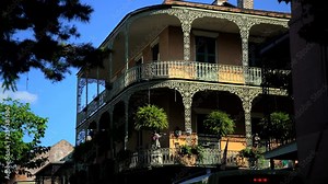 View of buildings in the French Quarter an ornate architectural part of Downtown New Orleans Louisiana