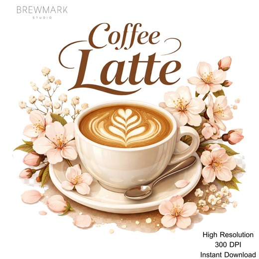 Floral Coffee Latte PNG, Coffee Art, Coffee Lover Design (digital Download) - Etsy