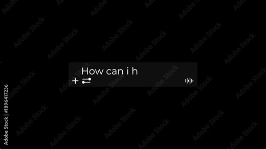 ai chatbot input bar scroll reveal with typing and deleting text for virtual assistant and messaging app interface.