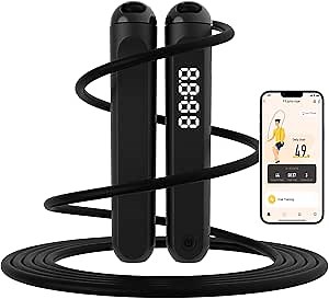 Jump Rope With Counter and App - Tangle-Free Rapid Speed Skipping Rope for Fitness, Home Exercise, Workout - Gifts for Adults, Women, Men, Kids