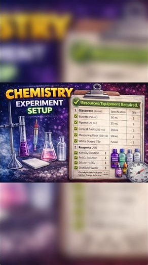 ⚗️ “Chemistry Experiment Setup 🔬 | KMnO₄ Titration Practical | Lab Equipment & Reagents”