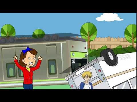 Caillou Becomes a Railfan/Crashes a Bus into a Train/Dies/Grounded