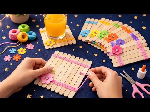 DIY Crafts: Coasters Using Ice Cream Sticks | crafty minds