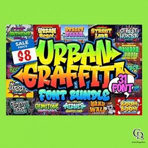 31 Graffiti Font Bundle| Urban Graffiti Fonts | Street Art Font Pack | Digitaldownload | Unique Typography| Graffiti Letters | Graphic Design - Etsy UK