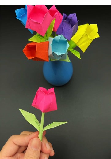 Easy Origami Tulip Flower Step By Step #origami #papertulip #papercraft #artificialflowers #tulip