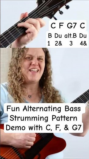 Fun Alternating Bass Strumming Pattern Demonstrated with C, F, and G7 #beginnerguitarlessons