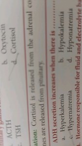 ADH secretion increases when there is:a. Hyperkalemiab. Hypo... | Filo