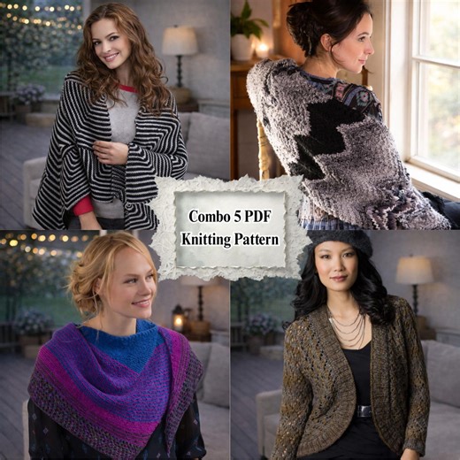 Modern Knit Wrap & Shawl Knitting Pattern PDF – Textured Stripe Wrap Scarf Cardigan – US Terms Digital Download - Etsy