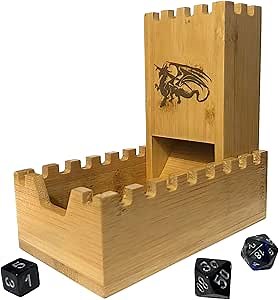 Bamboo Dice Tower | Special Edition Wooden Rolling Case | Perfect for DM's, Mini Games, RPG Players, DND, Dungeons and Dragons | Foldable Handcrafted Wood Die Roller Castle | Collapsible Chest