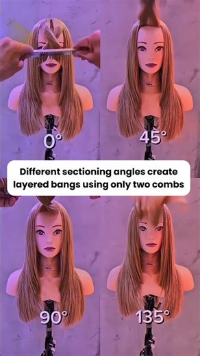 각도 차이로 두 개의 빗만 사용해 앞머리 레이어를 만들 수 있습니다 #layerup #wigs #hairtok