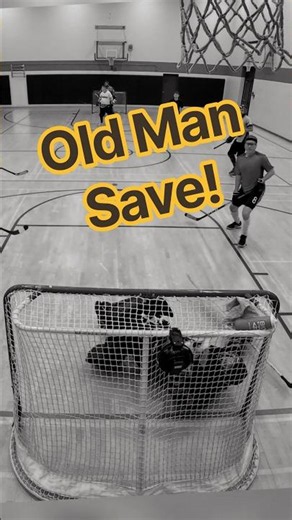 Old-man Goalie Eeks The Save Out!