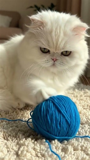 cat playing with yarn