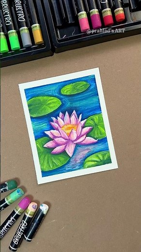 ✨ Easy Water Lily Drawing with Oil Pastels 🌸 | Step-by-Step Tutorial