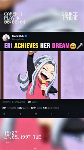 Eri ACHIEVES HER DREAM 🥹🎤 #mha #anime #myheroacademia #mhaedit #erichan