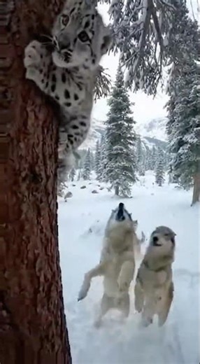 Rescuing snow Leopard baby from pack of wolves ..