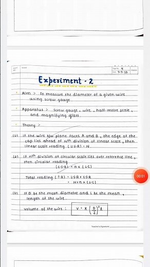To measure the diameter of given wire using screw gauge | Class 11 Physics experiment 2