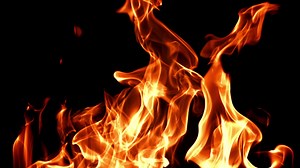 Super slow motion flames on black background. High quality FullHD footage