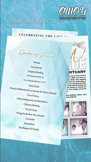 Mark Allen McBride Funeral Program Design - Small Single Fold